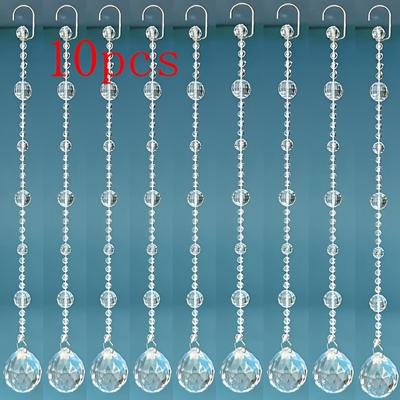 TEMU 10pcs Acrylic Crystal Bead Garland Hanging Ornaments For Wedding Decor, Art Stage Ceiling Drop Decorations Image