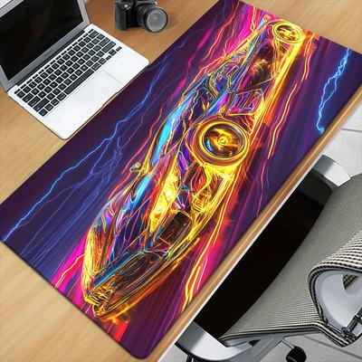 TEMU 1pc, Car Racing Lighting Printed Pad For Desk, Cute Office Decor, Non-slip Rubber Base, Xxl Computer Mouse Pad, Multi Functional Mouse Pad For Office, Large Mousepad Xxl Mouse Pad Image