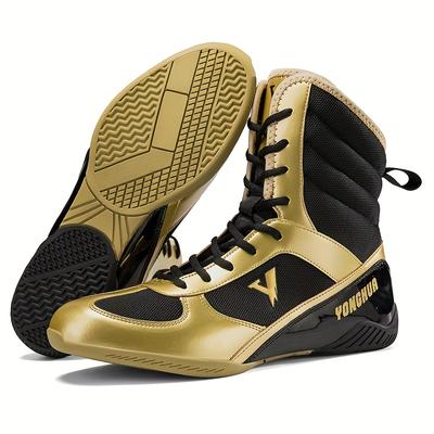 TEMU 1 Pair Professional Boxing Shoes, Unisex Wrestling Training Sneakers, Breathable High- Shoes, Solid Color, , Footwear With Lace-up, Microfiber Synthetic & Fabric Upper, , Fabric Insole - Trendy &