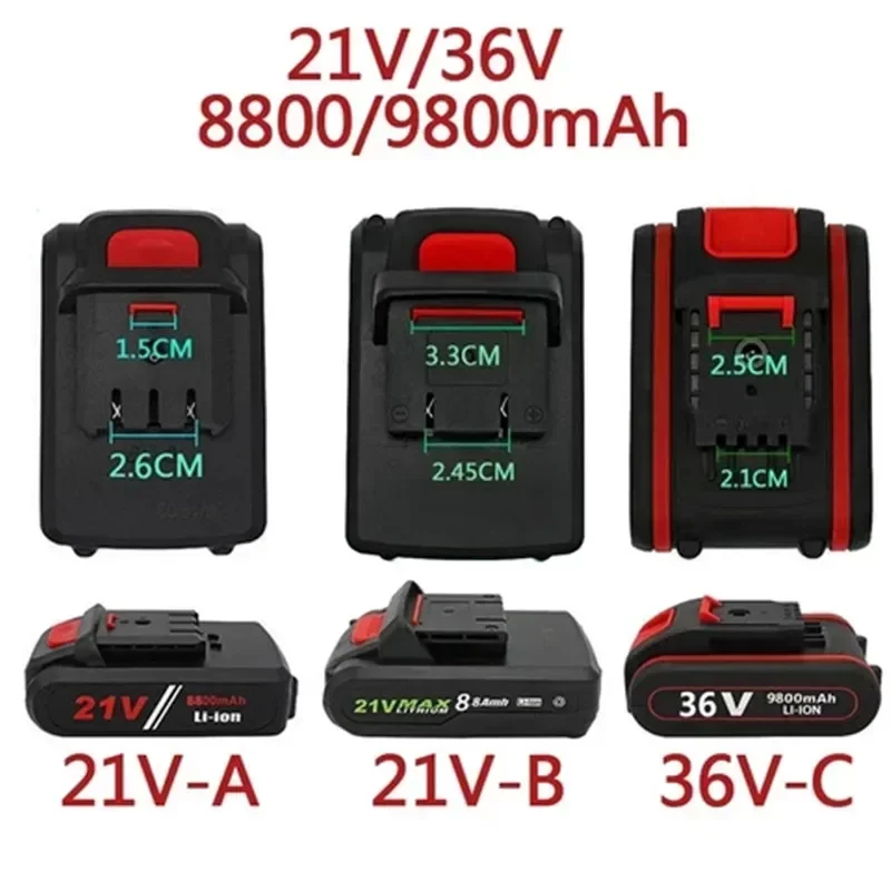 Nuova Batteria 21V 36V 9.8Ah per Trapano Elettrico, Batteria al Litio Ricaricabile per Avvitatore Elettrico, Batteria agli Ioni di Litio per Trapano Elettrico