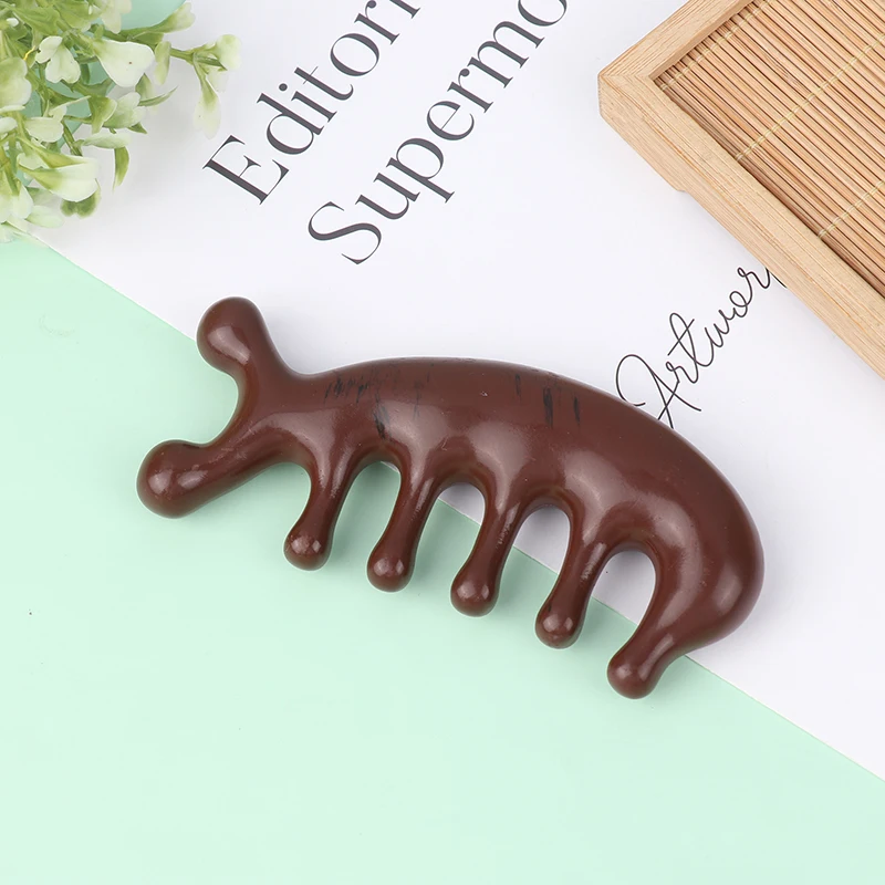 1Pc Harz Massage Kamm Kopf Meridian Kopfhaut Kamm Gesicht Auge Schulter Hals Schaben Behandlung Anti-statische Breite zahn Kamm Image