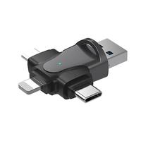 4-in-1-TF-Speicherkartenleser, OTG-Adapter für Lightning/Mirco-USB/Typ-C-USB-OTG-Micro-SD-Kartenleser für iPhone und Xiaomi