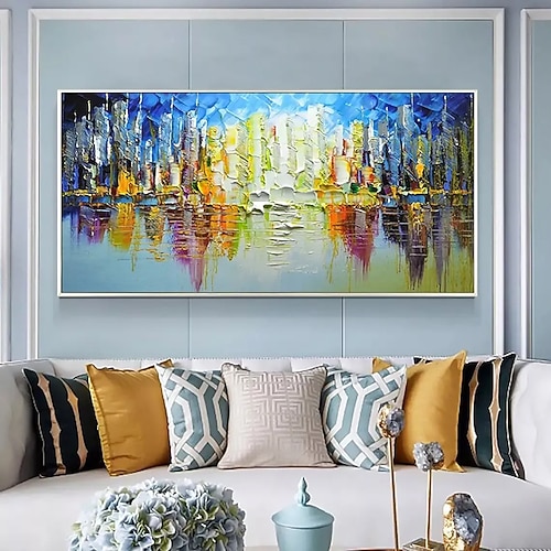 Handgemacht Hang-Ölgemälde Handgemalte Horizontal Landschaft Straßenkunst Modern Ohne Innenrahmen (ohne Rahmen) Image