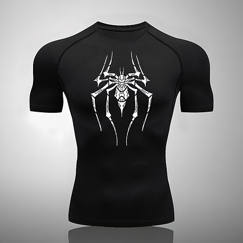 Herren Sportshirt Fitnessshirt Trainingsshirt Gepolstertes Kompressionsshirt Kurzarm T-Shirt Lässig Athleisure Spinnen Schnelltrocknend Weich Atmungsaktiv Fitnesstraining Gehen Joggen Sportbekleidung