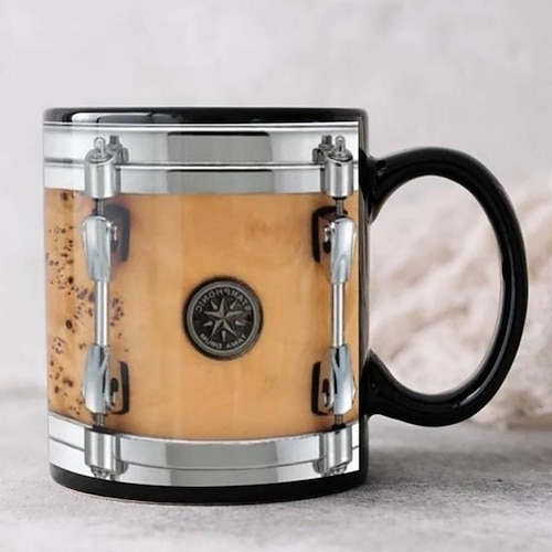 schwarzer Vintage-Trommelbecher, lustige Trommelgeschenke, Weihnachtsgeschenk für Schlagzeuger, Trommelkaffeetasse, Trommelvater, Trommelbruder-Bechergeschenke, Trommeln 11oz Image