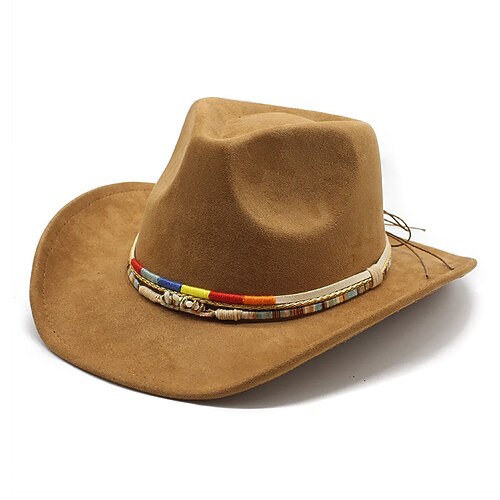 Herren Sonnenhut Cowboy-Hut Fedora-Trilby-Hut Schwarz Kamel Wollen Vintage-Stil Modisch 18. Jahrhundert Bundesstaat Texas Täglich Kostümparty Solide / einfarbig Sonnenschutz Cosplay Image