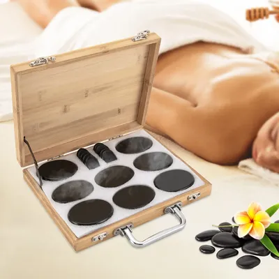16pcs Hot Stones for Massage Portable Massage Stone Warmer Set with Digital Controller for