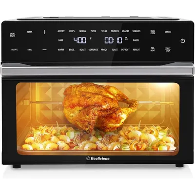 32QT Extra Large Air Fryer, 19-In-1 Air Fryer Toaster Oven Combo with Rotisserie and Dehydrator, 6