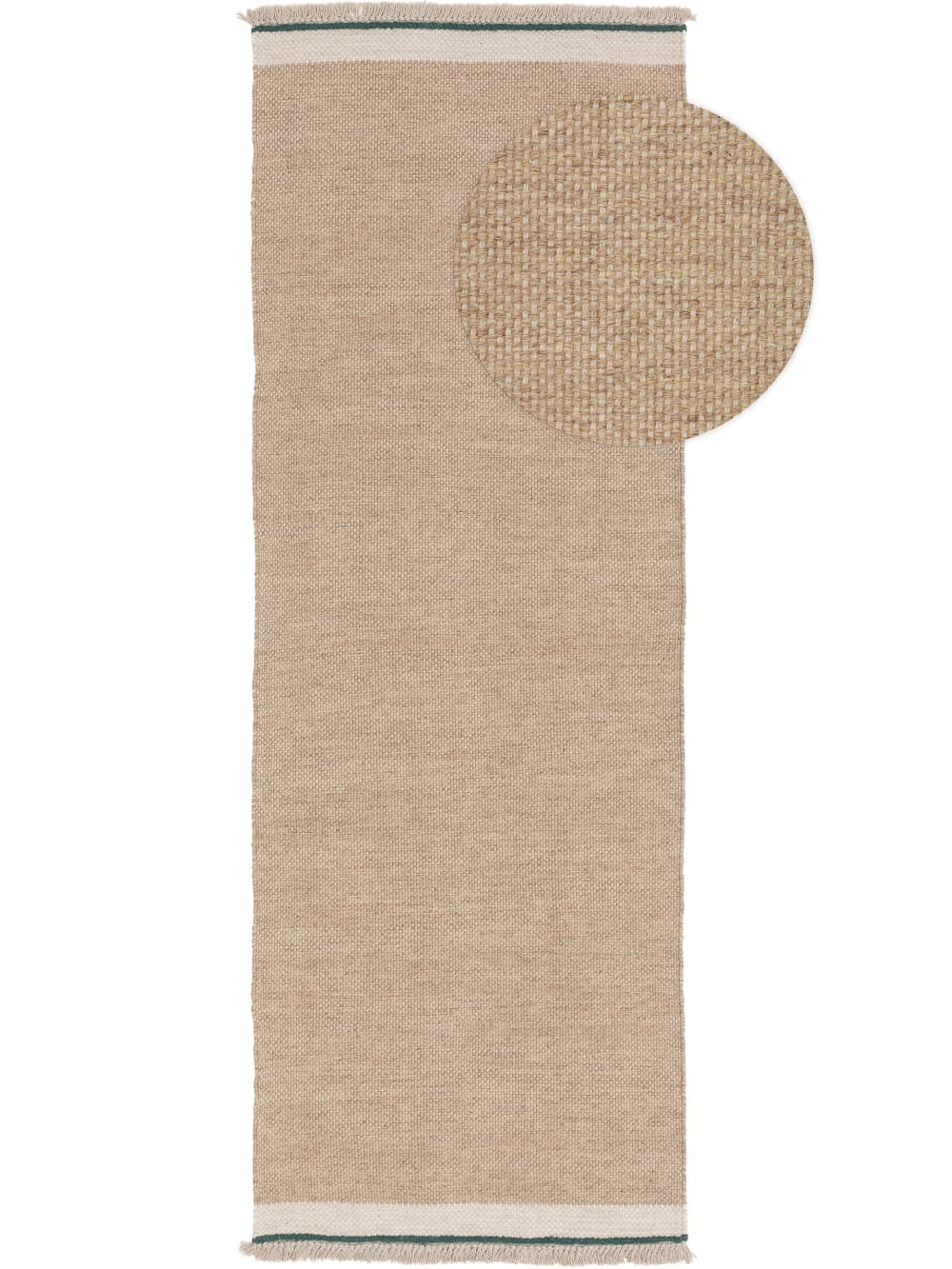 Tapis de couloir en laine beige 70x200