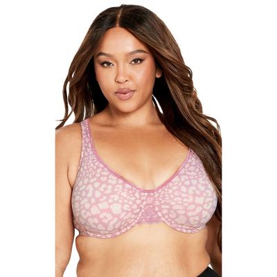 Plus Size Women's Smooth Caress Print Bra by Avenue Body in Pink Animal (Size 40 C)