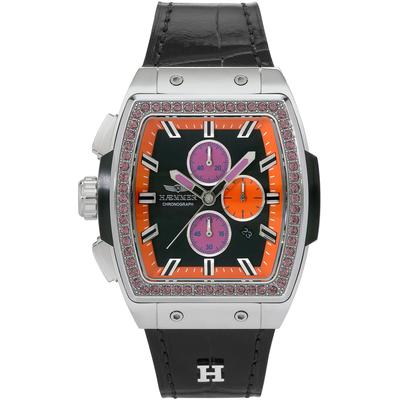 Chronograph HAEMMER GERMANY, schwarz (schwarz, schwarz, silberfarben), Armbanduhren, Damen, Quarzuhr, Armbanduhr,Damenuhr,Lederarmband,digital,Datum,Stoppfunktion Image