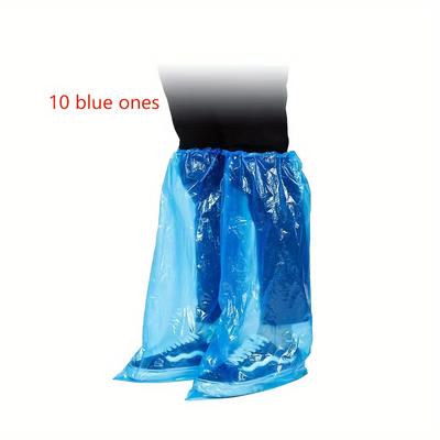 TEMU 10 Disposable Rain Shoe Covers - Waterproof, Anti-slip, Durable Plastic For Outdoor Activities, & Tear-resistant, Wet Weather Image