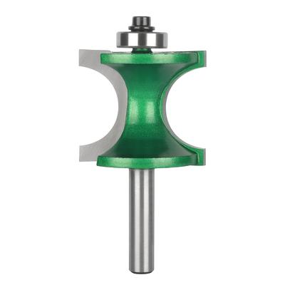 TEMU 1pc 8mm Shaft Semi- Bearing Woodworking Router Bit - Green Coated Half- Cutter Trimming, Carving, And Shaping On Wood Surfaces, Shaping | Smooth | Steel Bit Image