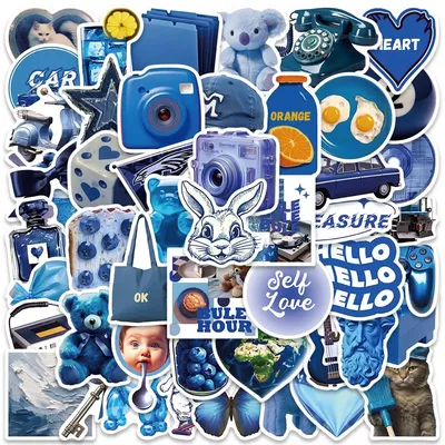 50PCS Blau Ins Stil Cartoon Bär Aufkleber Sammelalbum für Wasser Flasche Laptop Skateboard Sammelalbum Gepäck Kinder Spielzeug Image
