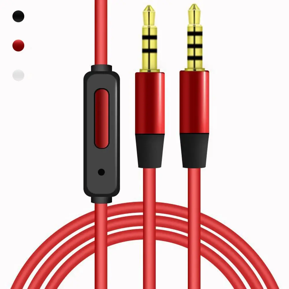 1,2 m Audio kabel 3,5mm Buchse Stereo-Aux-Kabel leitung Stecker zu Stecker mit Mikrofon-Lautstärke regler für Kopfhörer-Auto lautsprecher Image