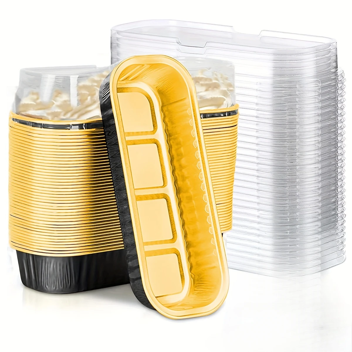 30er-Pack Mini-Backformen mit Deckel (6,8 Unzen), rechteckige Backformen aus Aluminiumfolie, Kuchenform, Brotform, Backform Image