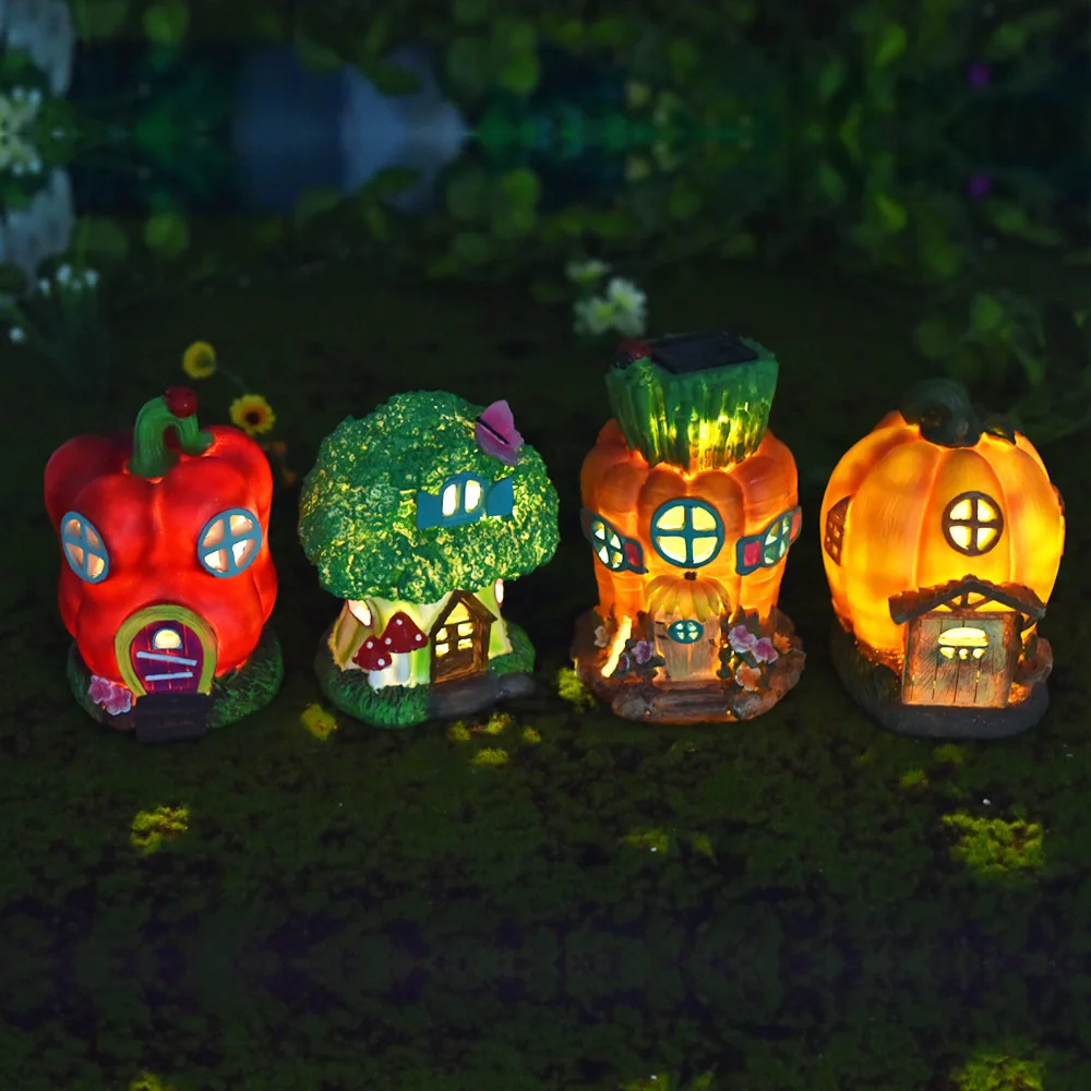 Garten führte Solar leuchten Gemüse Licht Statue Skulpturen im Freien Figuren Rasen Terrasse Hof Veranda Sonnenlicht Ornament Wohnkultur