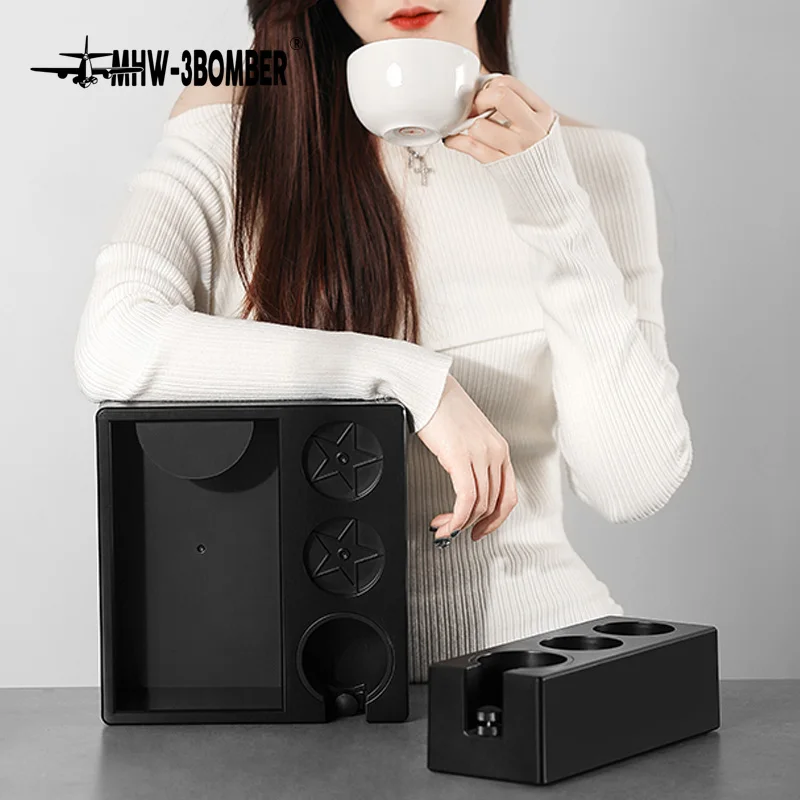 MHW-3BOMBER Knock Box & Siebträgerhalter ABS 51–58 mm Universal-Tampfstation für Espressomaschine, Bar, Kaffeezubehör Image