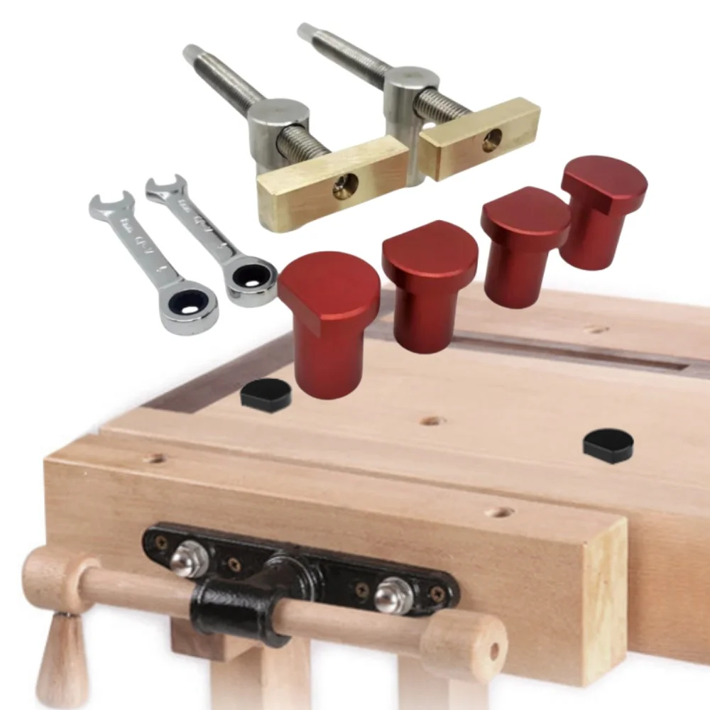 Holzbearbeitungs-Desktop-Clip, Messing, schneller fester Clip, Schnellbefestigung, Klemmwerkzeug-Set für 19/20 mm Loch, Tischlerei, Holzbearbeitungsbänke Image