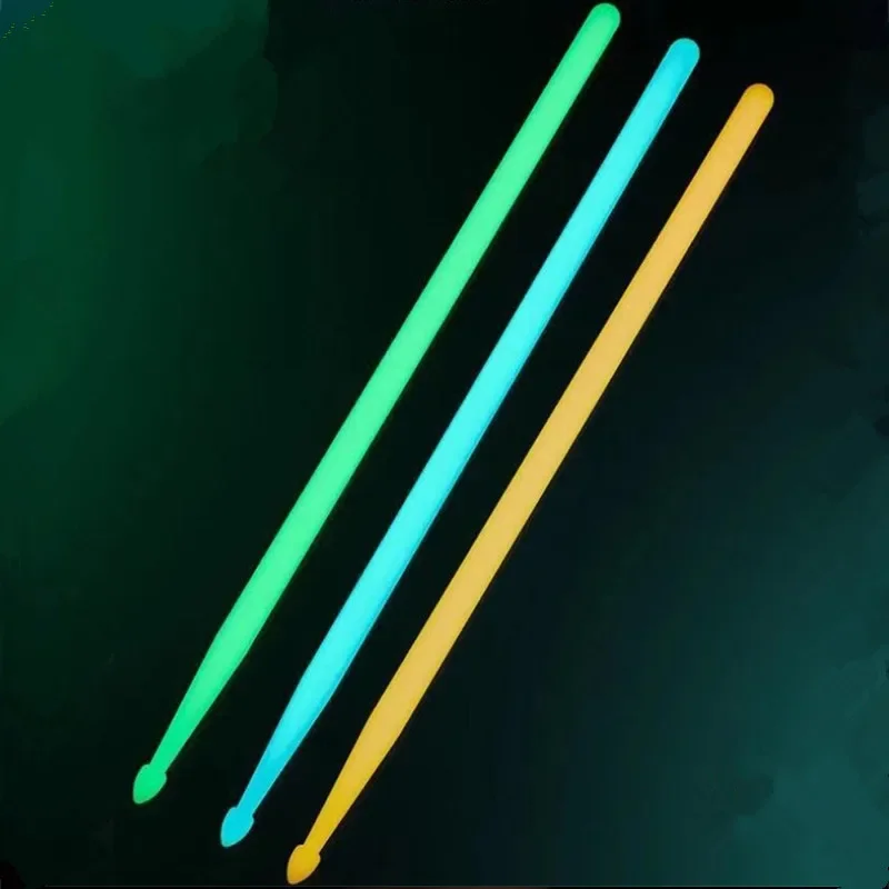 5A leuchtender Trommelstock, blau, grün, rosa, weiß, fluoreszierende Nylon-Drumsticks, leuchtet im Dunkeln, 1 Paar Musikinstrumente Image