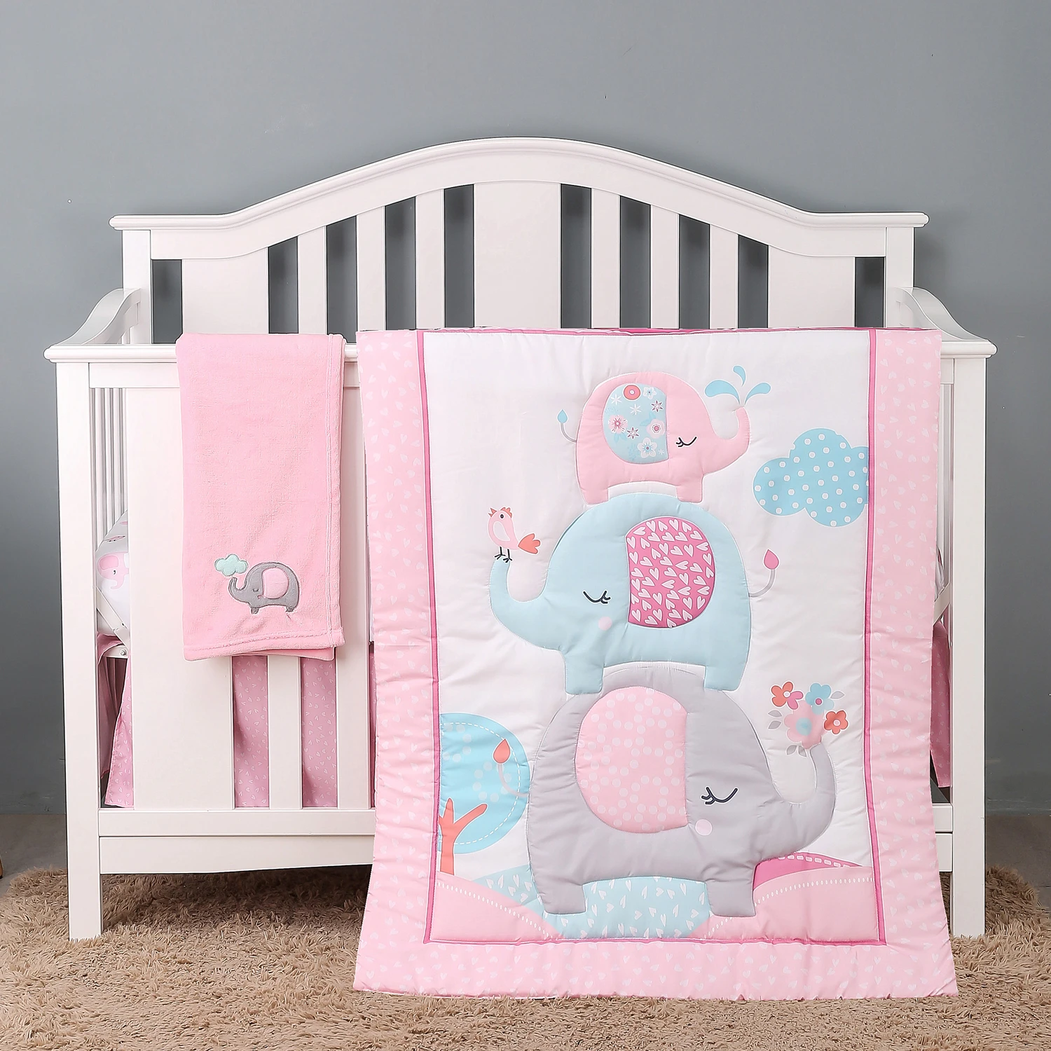 Kinder bett Bettwäsche-Set für Jungen Mädchen Kinderzimmer Bettwäsche weiche Baby Bettwäsche Kinder bett Set 4 Stück Kinder bett Tröster Spann betttuch Kinder bett Rock Decke