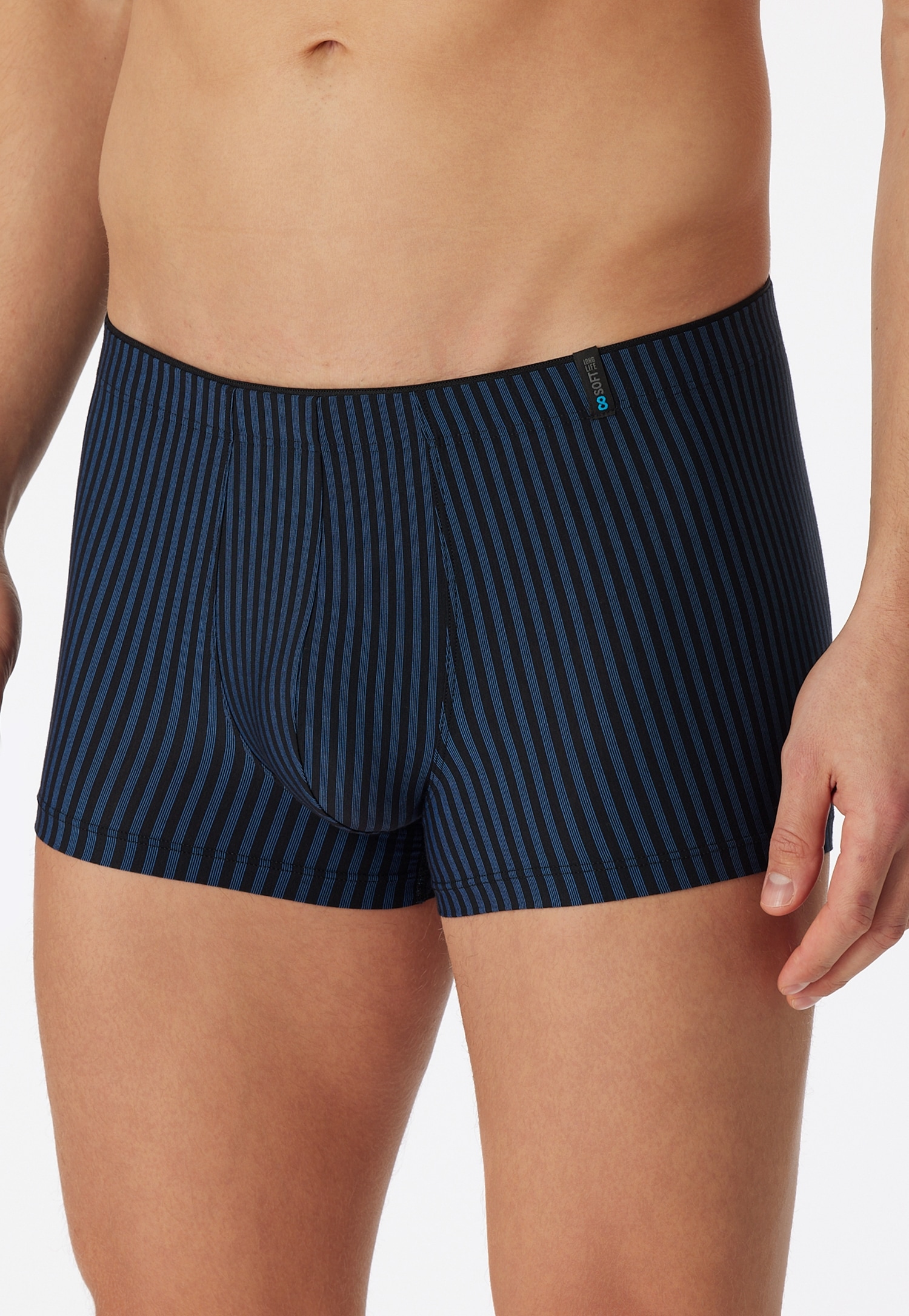 Panty SCHIESSER "Long Life Soft", Herren, Gr. 8, blau (815, navy), Single Jersey, Obermaterial: 100% Baumwolle, gestreift, unifarben, körpernah, Unterhosen, reduzierte Pilling-Bildung, ohne Eingriff, Single Jersey Image
