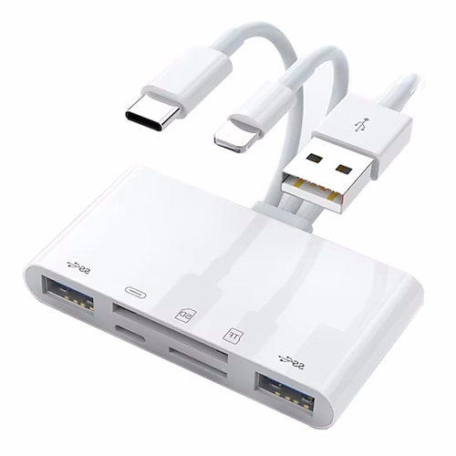 Lettore di schede SD 5 in 1 hub USB per iPhone iPad Macbook USB 3.0 tipo C a lettore di schede di memoria SD TF adattatore flash drive OTG