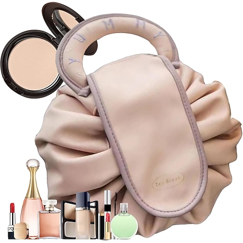 borsa per il trucco con coulisse, grande borsa per cosmetici, organizer portatile impermeabile per articoli da toeletta da donna, astuccio per il trucco da viaggio, borsa per cosmetici da donna, borse