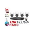 Hikvision - kit videosorveglianza 4 canali 5 mpx 4 telecamere dome turret 5MPX 3K hybrid light hdd