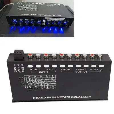 Car Stereo Equalizer Adjustable 5 Bands Precise Tuning EQ Tuning Crossover Amplifier Graphic