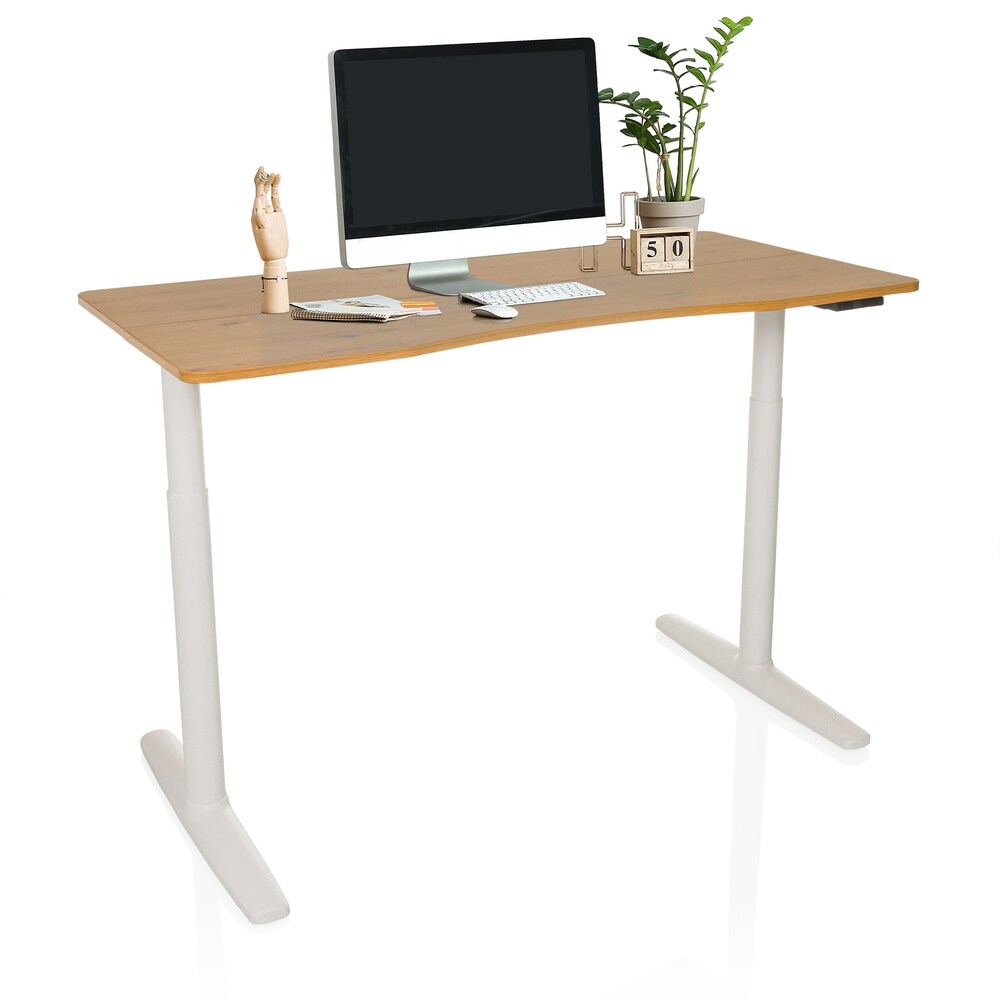 Schreibtisch STAND PRO R 140 x 70 elektrisch höhenverstellbar eiche hjh OFFICE Image