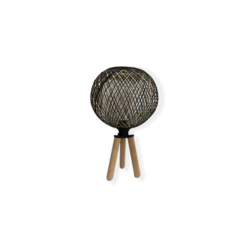 Tischlampe in Schwarz und Naturfarbe 24x24x42cm WellHome Como