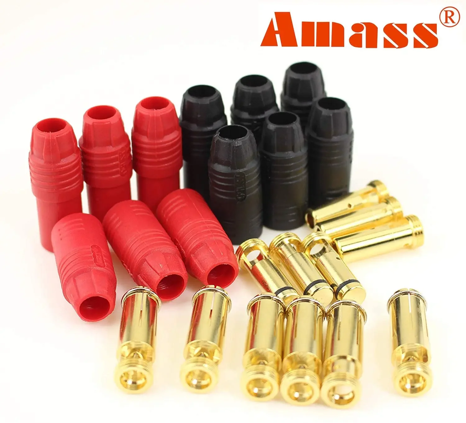 6 Paar Amass AS150 männlich weiblich Anti-Funken-Stecker 7 mm vergoldetes Bananenstecker-Set für Batterie-Regler und Ladekabel Image