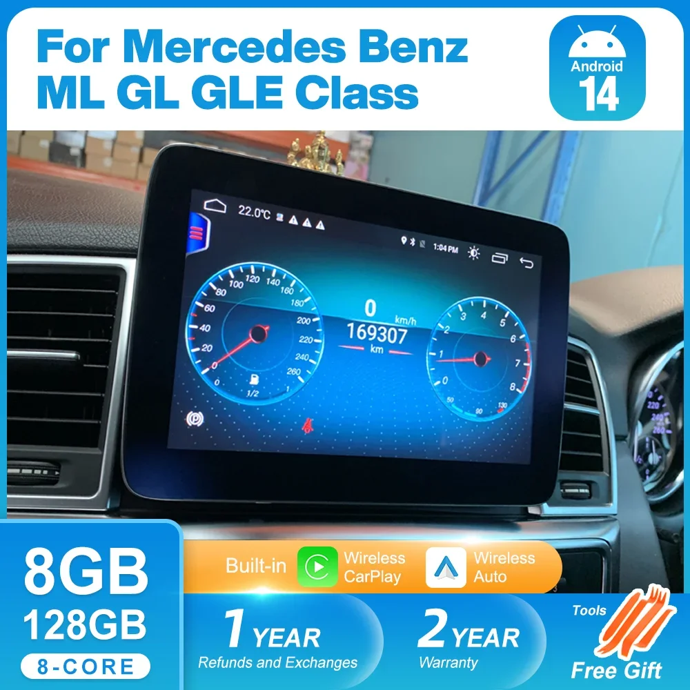 Android 14 Auto Radio Für Mercedes Benz ML GL GLE Klasse W166 X166 GPS Drahtlose Android Auto Carplay Multimedia Player kopf Einheit Image