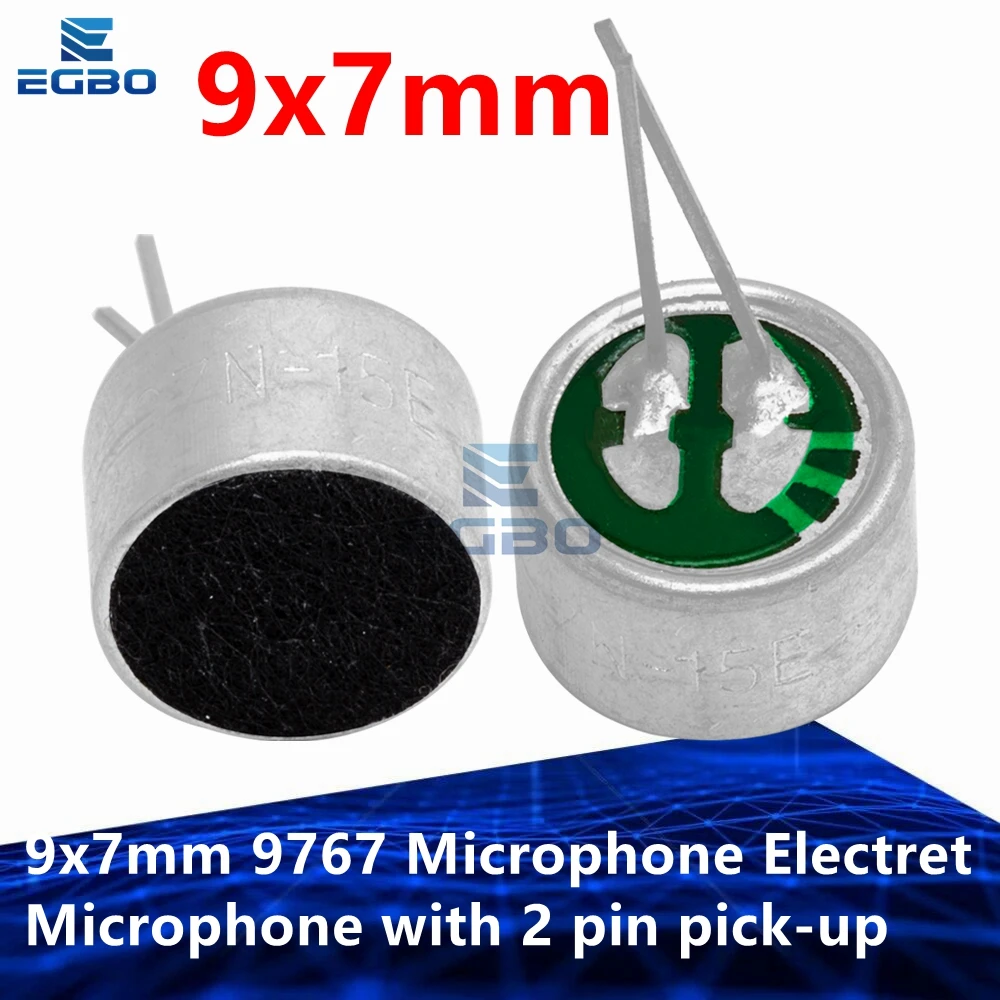 5 ~ 10 Stück EGBO 9 x 7 mm 9767 Mikrofon-Elektretmikrofon mit 2-poligem Pick-up Image