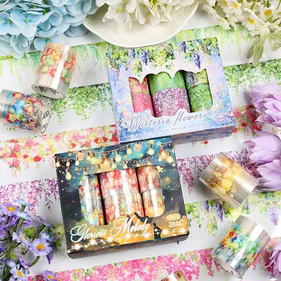 12 Stück Fantasy-Blumen-Laternen-Notizbuch-Aufkleber, ideal für Scrapbooking, Scrapbooking, Tagebücher, DIY-Dekorationsartikel, Basteln Image
