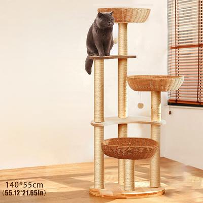 55 Inches Cat Tree/Cat Tree House and Towers for Large Cat/Cat Climbing Tree with Scratching Post/Perches, Multi-Level Large Cat Tree