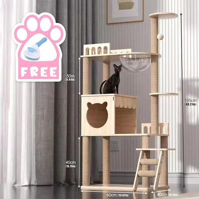 62 Inches Cat Tree/Cat Tree House and Towers for Large Cat/Cat Climbing Tree with Cat Condo/Cat Tree Scratching Post/Multi-Level Large Cat Tree