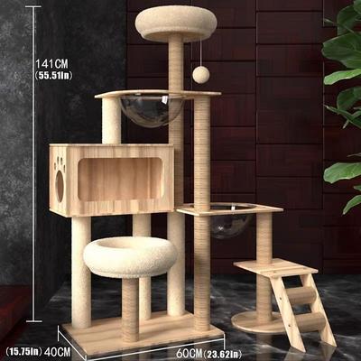 55 Inches Cat Tree/Cat Tree House and Towers for Large Cat/Cat Climbing Tree with Cat Condo/Cat Tree Scratching Post/Multi-Level Large Cat Tree