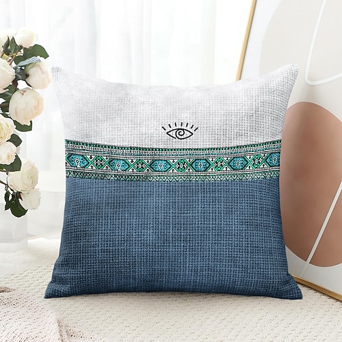 Vintage ethnische dekorative werfen Kissenbezug 1pc weichen quadratischen Kissenbezug Kissenbezug für Schlafzimmer Wohnzimmer Sofa Couch Stuhl braun blau Image