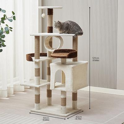 57.87 Cat Tree/Cat Tree House and Towers for Large Cat/Cat Climbing Tree with Cat Condo/Cat Tree Scratching Post/Multi-Level Large Cat Tree