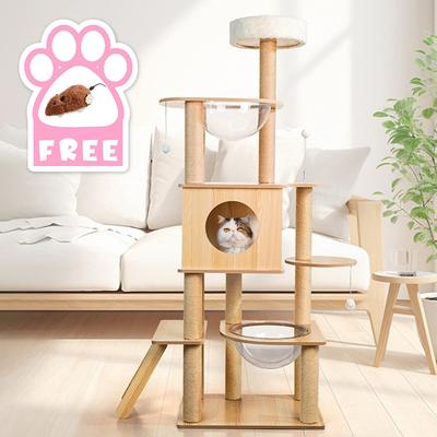 60.63 Inches Cat Tree/Cat Tree House and Towers for Large Cat/Cat Climbing Tree with Cat Condo/Cat Tree Scratching Post/Perches, Multi-Level Large Cat Tree