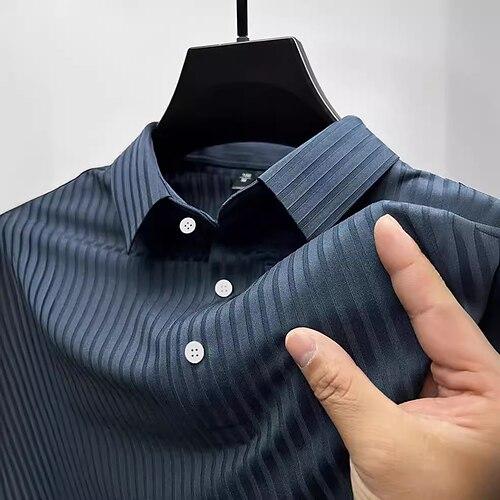 Herren Rippstrick-Oberteil Golf Poloshirts Arbeit Geschäft Kargen Kurzarm Basic Modern Glatt Knopf Gerippt Frühling Sommer Regular Fit Schwarz Marinenblau Grün Khaki Rippstrick-Oberteil