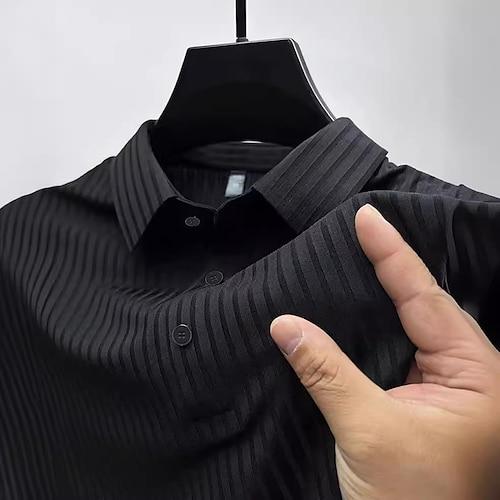 Herren Rippstrick-Oberteil Golf Poloshirts Arbeit Geschäft Kargen Kurzarm Basic Modern Glatt Knopf Gerippt Frühling Sommer Regular Fit Schwarz Marinenblau Grün Khaki Rippstrick-Oberteil