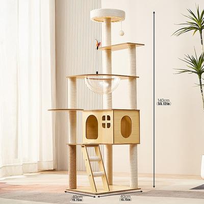 57.09 Inches Cat Tree/Cat Tree House and Towers for Large Cat/Cat Climbing Tree with Cat Condo/Cat Tree Scratching Post/Multi-Level Large Cat Tree