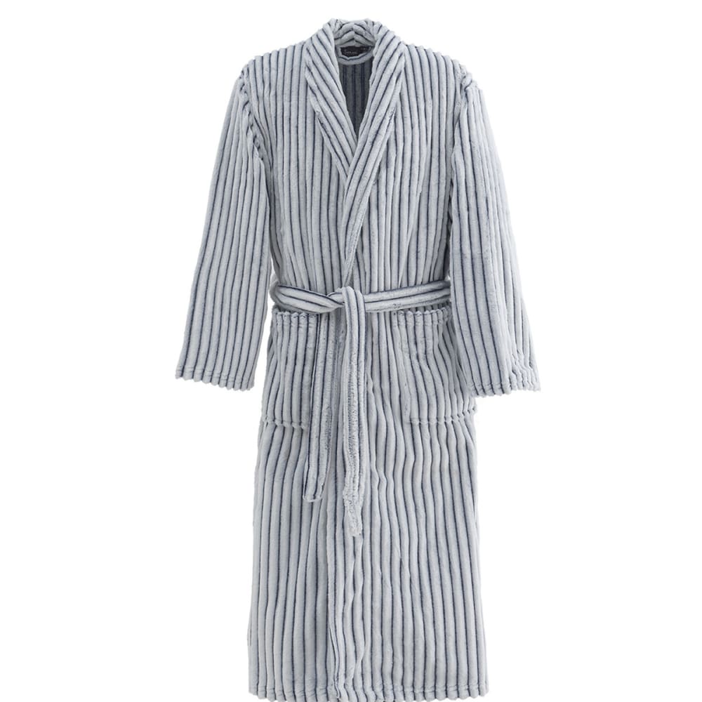 Peignoir polaire homme femme côtelé extra dou blanc/denim M