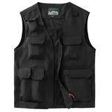 IYTR Men s Outdoor Lightweight Breathable Mesh Summer Vest Multi-Pockets Quick Dry Travel Hiking Vest with Detachable Fishing Bag Black L