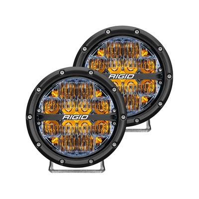 Rigid Industries 360 Series LED Off-Road Fog Light Drive Beam w/ Backlight / Black Housing Amber 6in 36206