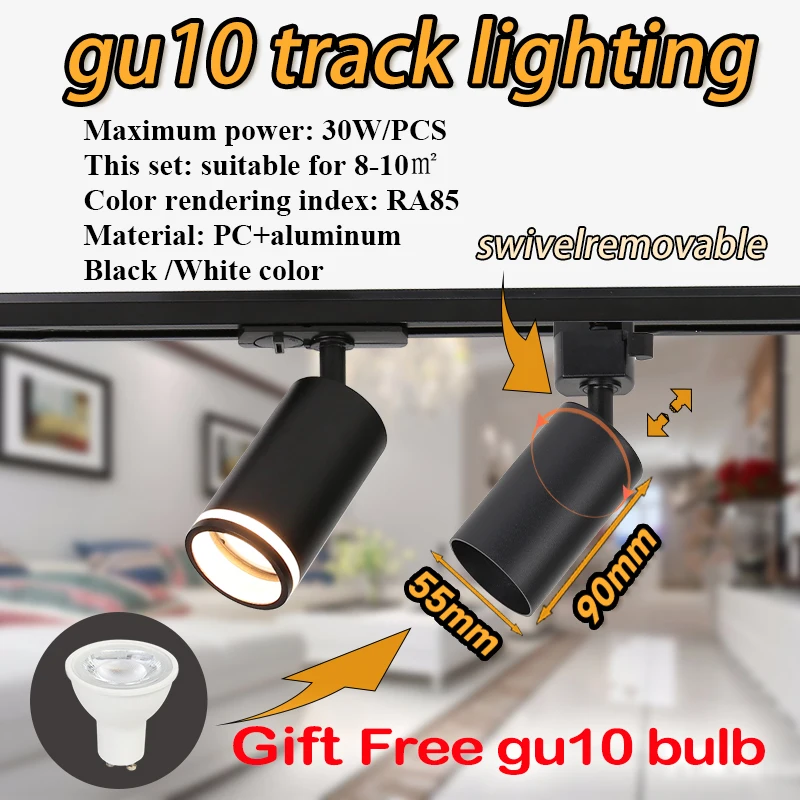 Schienenlicht gu10 Strahler gu10 Glühbirne Schienenbeleuchtung Dimmbar Smart Home Schienenküche Spotlicht Decke 110V Dekor Leuchte