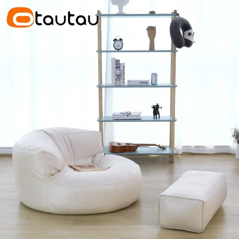Otautau Kunstleder Sitzsack Sofa bezug ohne Füllstoff für Erwachsene $ Kinder Boden Couch Hocker Ottomane Hocker Puff Stuhl sf013 Image